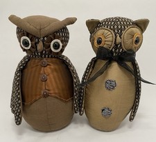 MCM Vintage Handmade 11” Plush Owls Door Stopper Lot Of 2 Dora Designs