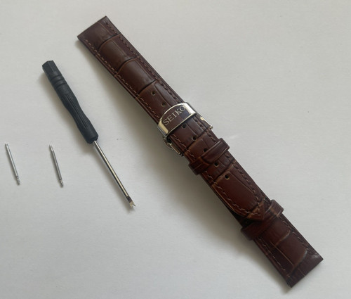 Seiko 18mm brown - seiko, leather
