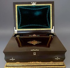 1860s Ladies Travel Desk, Sewing Box, Writing Slope, Hand Painted