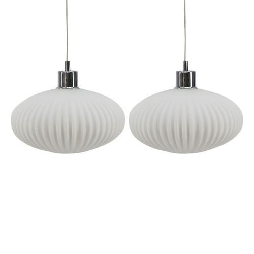 Set white ribbed - 2, glass