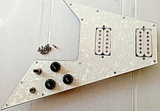 NEW FLYING V GUITAR LOADED PICKGUARD+PICKUPS WHITE PEARLOID FULLY WIRED