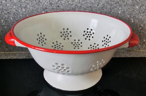 White red enamel vintage - white,