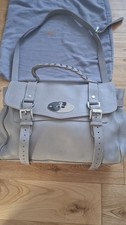 Mulberry Alexa Grey Leather Satchel Made in England Silver Hardware Dust Bag