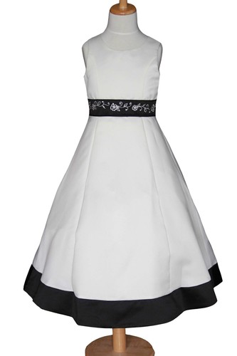 Ivory white black flower - ivory, girls