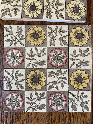 Antique fireplace tiles - 12,
