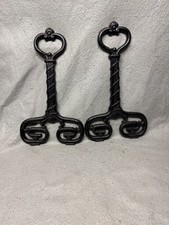 ANTIQUE BRADLEY & HUBBARD CAST IRON ANDIRON FRONTS # 9503