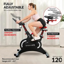Sport24 Smart Exercise Spinning Bike for Home with 8kg Flywheel, Pulse Heart Rat