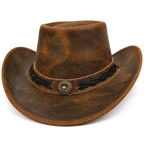 Genuine leather cowboy hat - cowboy,