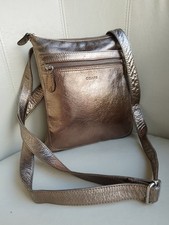 ORIANO Gold Leather Womens Cross Body Bag