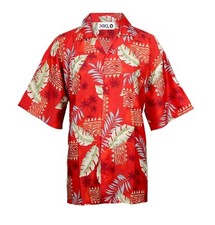 MENS HAWAIIAN SHIRT STAG BEACH HAWAII ALOHA  SUMMER HOLIDAY FANCY RED LEAF