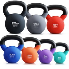 Cast Iron Kettlebell Weight Neoprene Coated Home Gym Fitness Core Balance 4-20kg