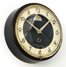 Vintage 19cm FFR Wall Clock - Bakelite Retro Atomic Mid Century Black French
