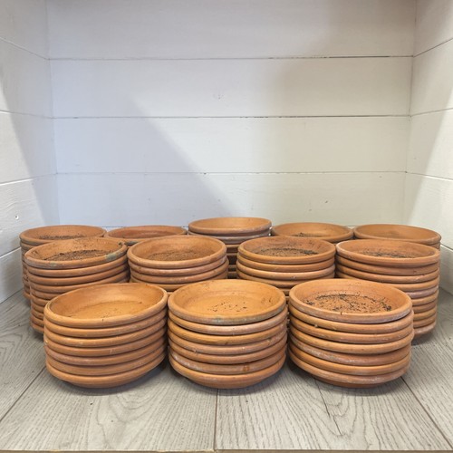 Vintage terracotta saucer 13cm - vintage,