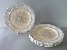 Antique Asiatic Pheasants 5 Dinner Plates 11" or 27.75 cm - RM Blue White