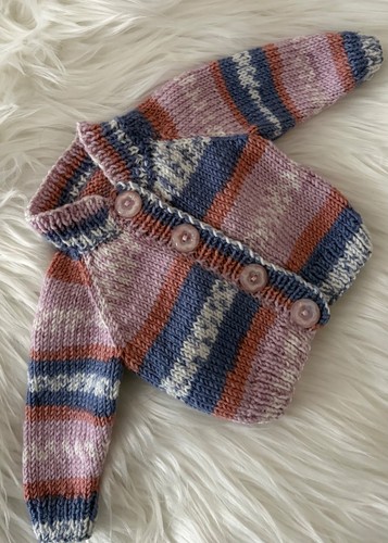 Hand knitted baby long - , sleeved