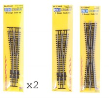 PECO 'N' GAUGE LOT OF 4 ELECTROFROG LEFT/RIGHT POINTS & LONG CROSSING TRACK