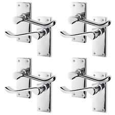Polished Chrome Victorian Scroll Door Handles, 4 Pairs Internal Latch Handles