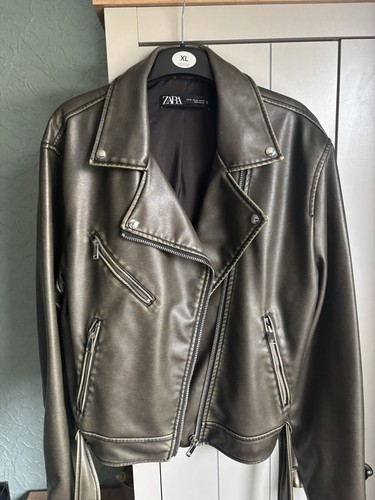 Zara olive green faux - faux, leather