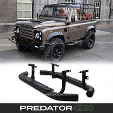 OEM FIT BLACK RUNNING BOARD SIDE STEP PAIR STEPS FOR LAND ROVER DEFENDER 90