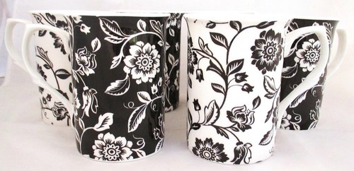Verona black white mugs - black,