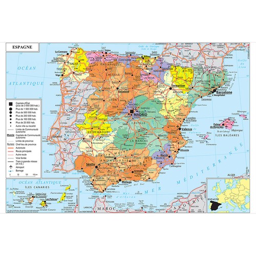 Map the spain political - map,