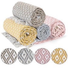 Throw Blanket for Sofas Bed Runner Diamond Geometric Soft Cotton Casablanca