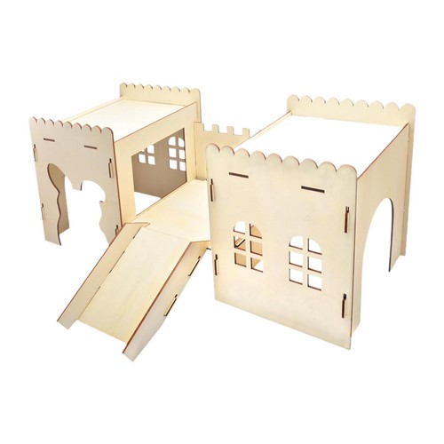 Wooden rabbit hideout with - wooden,