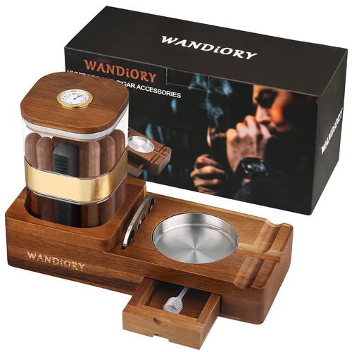 Cigar humidor and ashtray set - cigar,