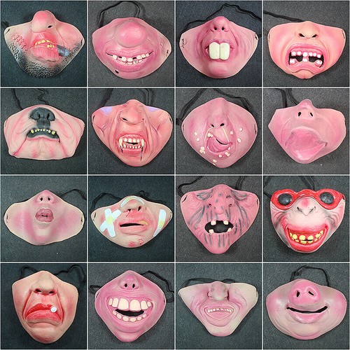 Men women funny half face - women, mask