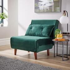 Single Sofa Bed Folding Chair Velvet Green Wooden Legs One Pillow Home Furniture