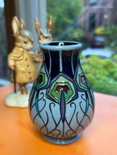 Moorcroft Pottery Peacock Parade vase 3.5" Nicola Slaney excellent/mint 7/3