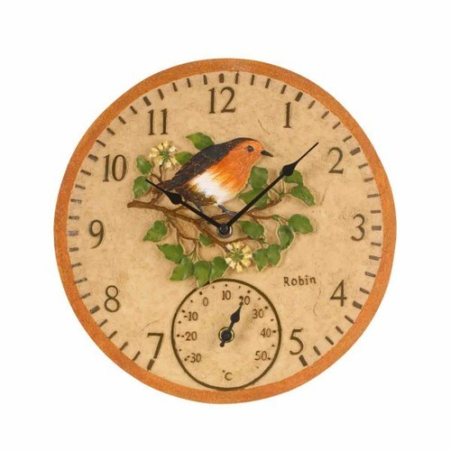 Robin clock 12in detailed - robin,