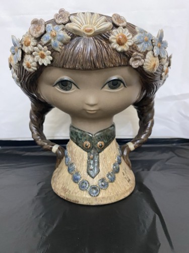 Lladro girl head vase - head,