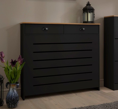 Black radiator cover cabinet - black,