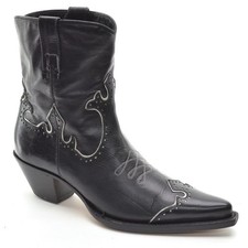 Ladies Ermanno Scervino Cowboy Boots 36 / 6 Black White Leather Western Shoes