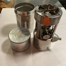 Vintage Coleman 530 Gasoline G.I. Pocket Camp Stove w/ Case, Funnel & Wrench A47