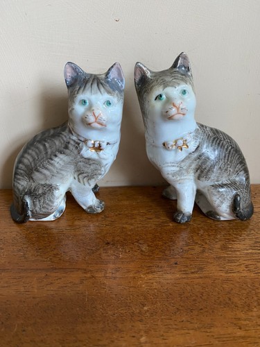 Pair small antique cat - pair,