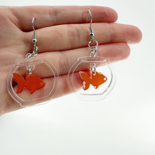 Goldfish bowl earrings - goldfish,