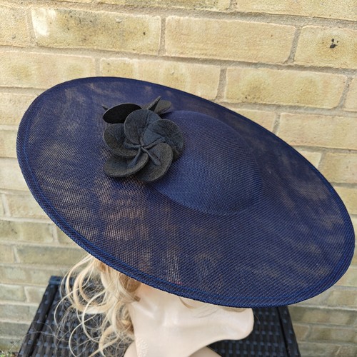 Navy blue black - blue, flower