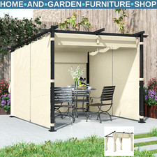 Metal Pergola 3 x 3 m Garden Gazebo Heavy Duty Frame Roof and Sidewall Sun Shade