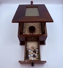 Antique Masonic Lodge Ballot Box Wood Glass Window Original Handmade Marbles