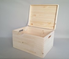 XLarge Storage Box Trunk Chest with Lid Handles Hinges Toy Craft Keepsake Wood