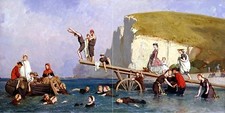 Tile Mural Sea bathing people