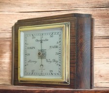 Art Deco Oak Weather Barometer