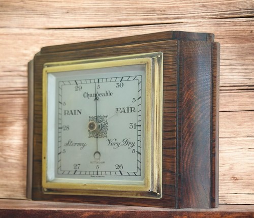 Art deco oak weather barometer - art,