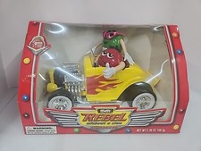 M&M's Candy Dispenser Hot Rod Car Rebel Without A Clue Yellow Open Box No Candy 