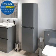 1400mm Tall Bathroom Wall Hung Storage Cabinet Cupboard Soft Close Gloss Grey