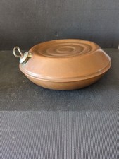 VICTORIAN/EDWARDIAN ROUND COPPER HOT WATER BOTTLE / BED/FOOT WARMER SIDE FILL