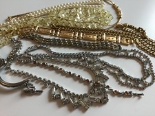 Vintage  Beaded Necklaces 1960s Chains Bracelets gold tone 1980s all very good c
