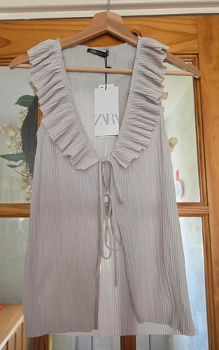 Zara oyster frill lace tie - oyster,